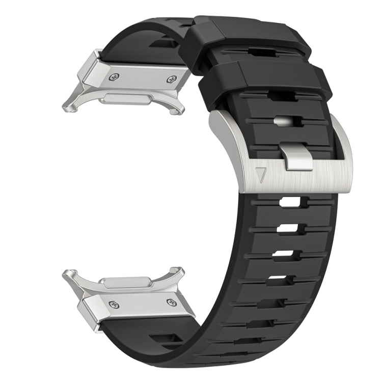 For Samsung Galaxy Watch Ultra 47mm Steel Buckle Fluororubber Watch Band(Silver Black) - free shipping - PMC TechLife - Order now!