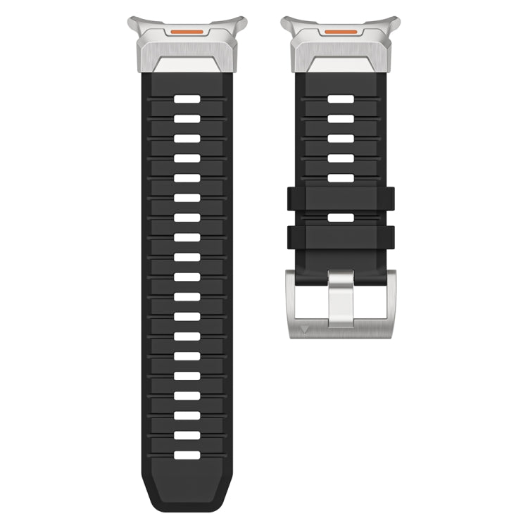 For Samsung Galaxy Watch Ultra 47mm Steel Buckle Fluororubber Watch Band(Silver Black) - free shipping - PMC TechLife - Order now!