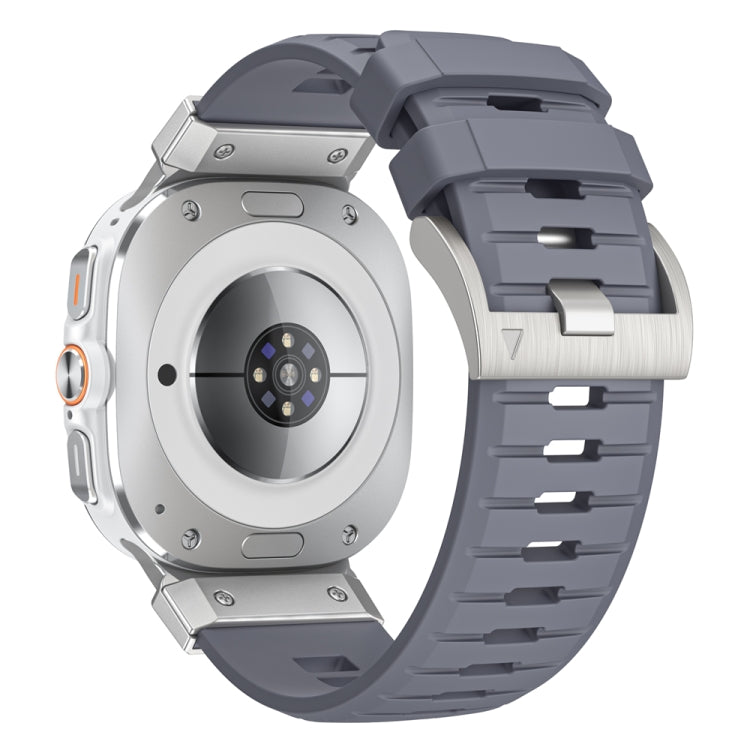 For Samsung Galaxy Watch Ultra 47mm Steel Buckle Fluororubber Watch Band(Silver Grey) - free shipping - PMC TechLife - Order now!