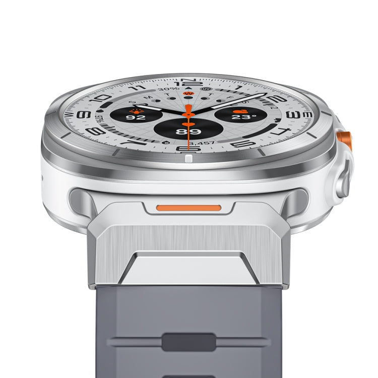 For Samsung Galaxy Watch Ultra 47mm Steel Buckle Fluororubber Watch Band(Silver Grey) - free shipping - PMC TechLife - Order now!