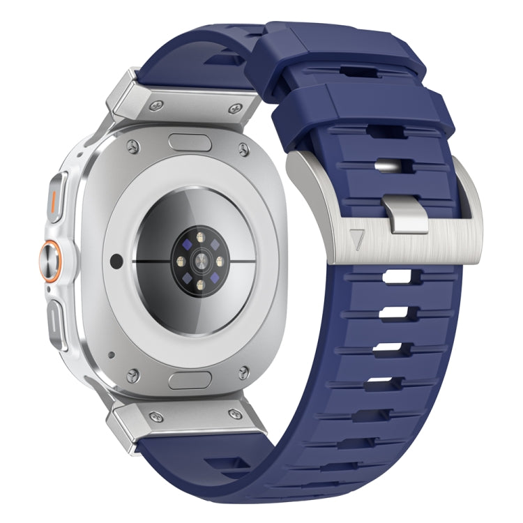 For Samsung Galaxy Watch Ultra 47mm Steel Buckle Fluororubber Watch Band(Silver Blue) - free shipping - PMC TechLife - Order now!