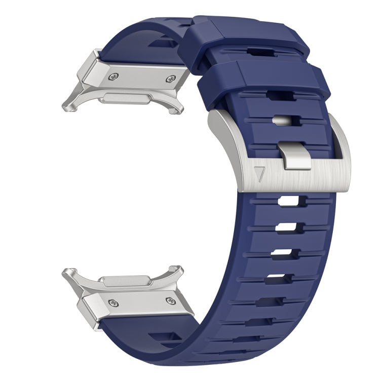 For Samsung Galaxy Watch Ultra 47mm Steel Buckle Fluororubber Watch Band(Silver Blue) - free shipping - PMC TechLife - Order now!