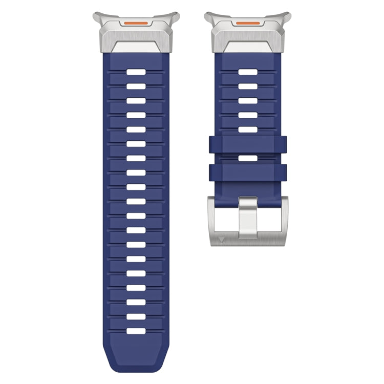 For Samsung Galaxy Watch Ultra 47mm Steel Buckle Fluororubber Watch Band(Silver Blue) - free shipping - PMC TechLife - Order now!