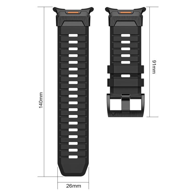 For Samsung Galaxy Watch Ultra 47mm Steel Buckle Fluororubber Watch Band(Silver Black) - free shipping - PMC TechLife - Order now!