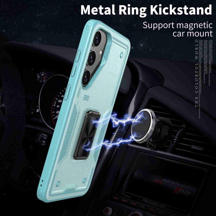 For Samsung Galaxy S25 5G Ring Holder PC Hybrid TPU Phone Case(Blue) - free shipping - PMC Jewellery - Order now!