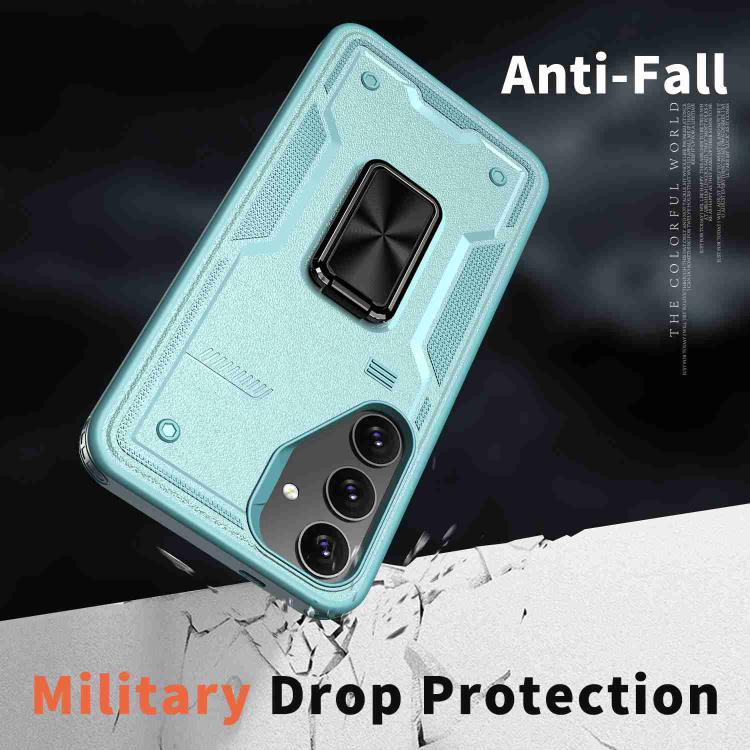 For Samsung Galaxy S25 5G Ring Holder PC Hybrid TPU Phone Case(Blue) - free shipping - PMC Jewellery - Order now!