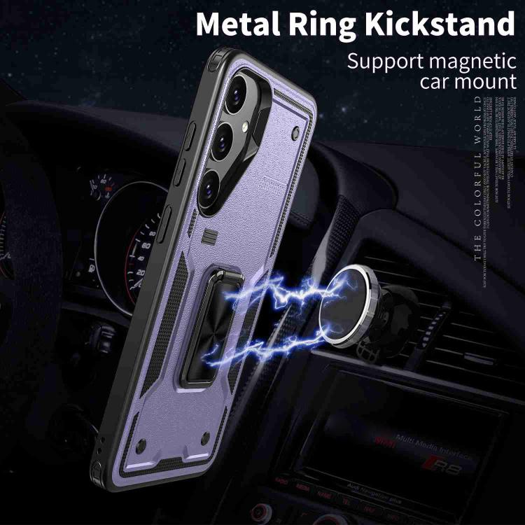 For Samsung Galaxy S25 5G Ring Holder PC Hybrid TPU Phone Case(Purple) - Galaxy S25 5G Cases by PMC Jewellery | Online Shopping South Africa | PMC Jewellery | Buy Now Pay Later Mobicred