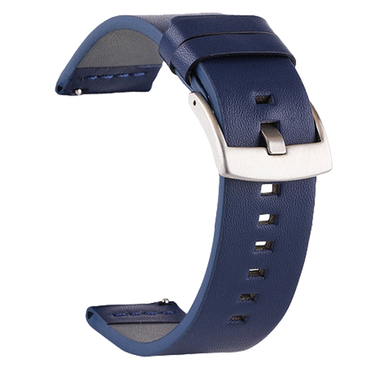 For Suunto 9 / Suunto 7 Steel Buckle 24mm Genuine Leather Watch Band(Blue Silver) - free shipping - PMC TechLife - Order now!