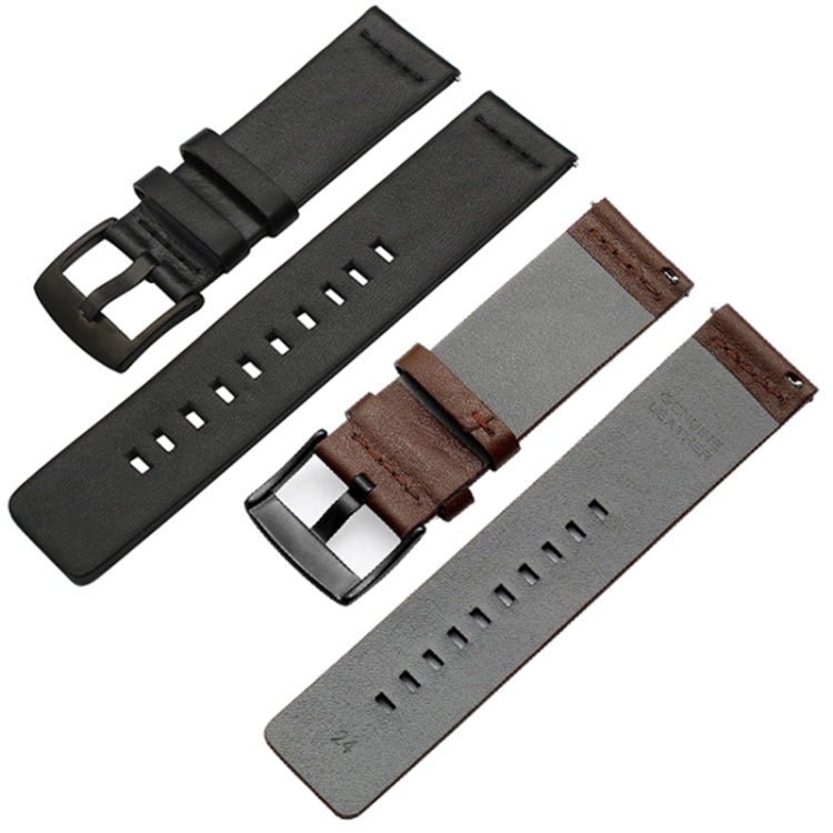 For Suunto 9 / Suunto 7 Steel Buckle 24mm Genuine Leather Watch Band(Yellow Silver) - free shipping - PMC TechLife - Order now!