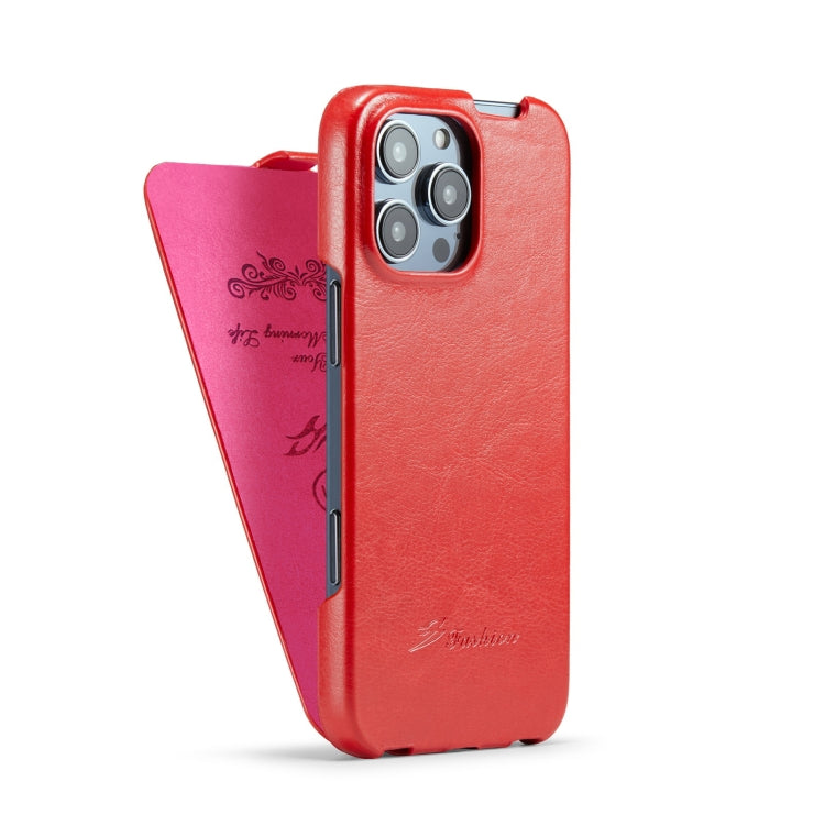 For iPhone 16 Pro Max Fierre Shann 64 Texture Vertical Flip PU Leather Phone Case(Red) - free shipping - PMC Jewellery - Order now!