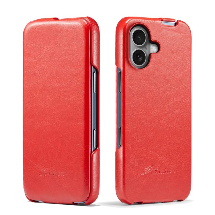 For iPhone 16 Fierre Shann 64 Texture Vertical Flip PU Leather Phone Case(Red) - free shipping - PMC Jewellery - Order now!