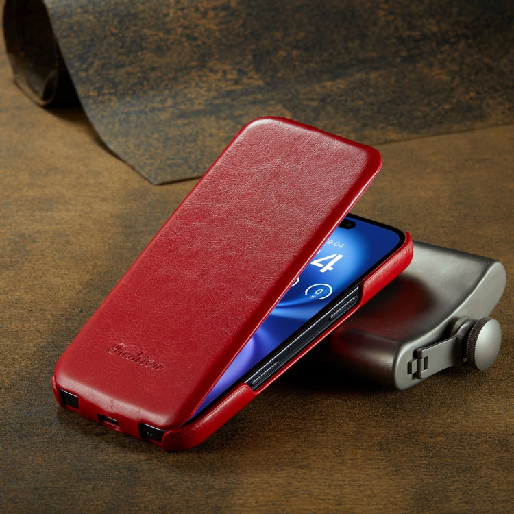 For iPhone 16 Fierre Shann 64 Texture Vertical Flip PU Leather Phone Case(Red) - free shipping - PMC Jewellery - Order now!