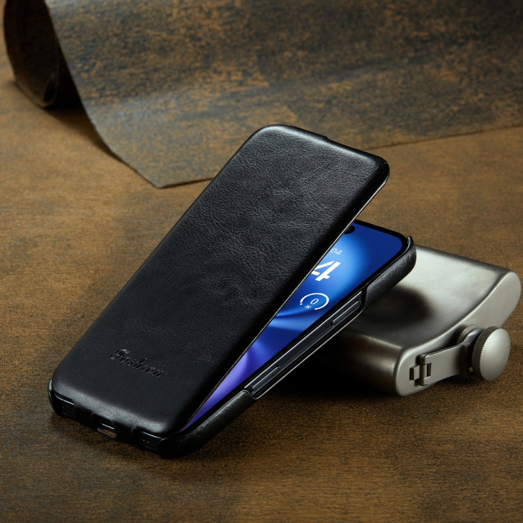 For iPhone 16 Fierre Shann 64 Texture Vertical Flip PU Leather Phone Case(Black) - iPhone 16 Cases by FIERRE SHANN | Online Shopping South Africa | PMC Jewellery | Buy Now Pay Later Mobicred