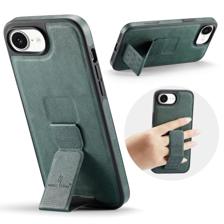 For iPhone 16e Fierre Shann Oil Wax Cow Leather Holder Back Phone Case(Green) - free shipping - PMc TechLife - Order now!