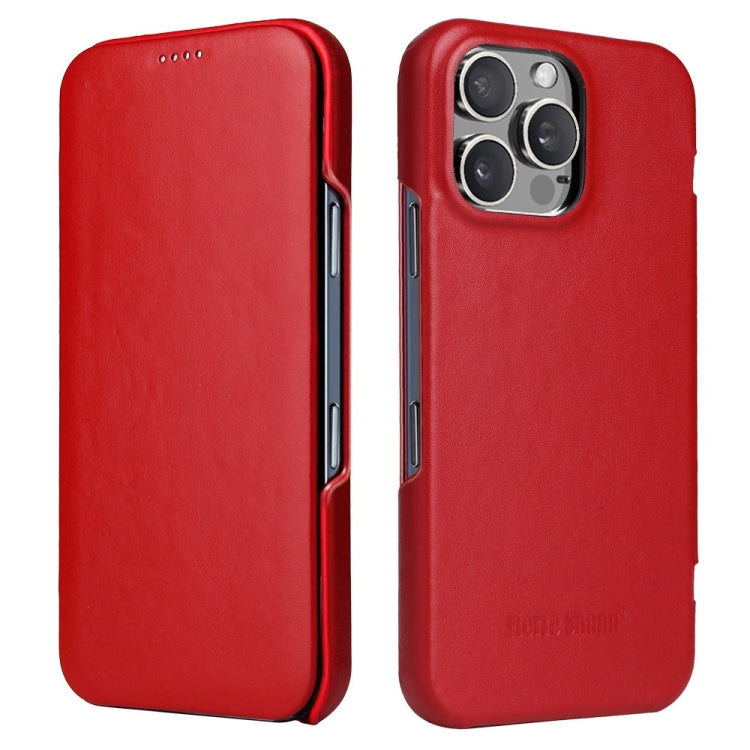 For iPhone 16 Pro Max Fierre Shann Top Layer Cowhide Business Magnetic Leather Phone Case(Red) - free shipping - PMC Jewellery - Order now!