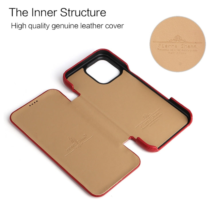 For iPhone 16 Pro Max Fierre Shann Top Layer Cowhide Business Magnetic Leather Phone Case(Red) - free shipping - PMC Jewellery - Order now!