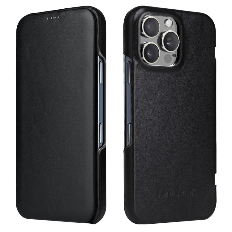 For iPhone 16 Pro Max Fierre Shann Top Layer Cowhide Business Magnetic Leather Phone Case(Black) - free shipping - PMC Jewellery - Order now!