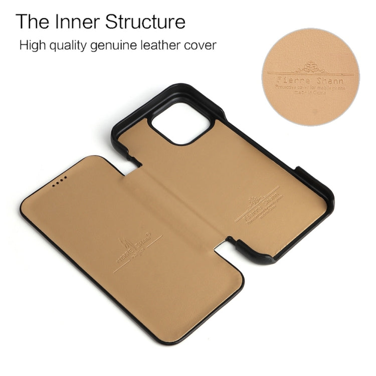 For iPhone 16 Pro Max Fierre Shann Top Layer Cowhide Business Magnetic Leather Phone Case(Black) - free shipping - PMC Jewellery - Order now!