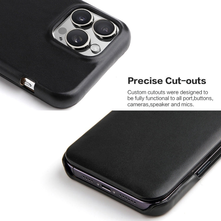 For iPhone 16 Pro Max Fierre Shann Top Layer Cowhide Business Magnetic Leather Phone Case(Black) - free shipping - PMC Jewellery - Order now!