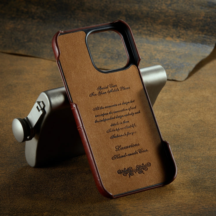 For iPhone 16 Pro Max Fierre Shann Retro Oil Wax Texture Card Slots PU Leather Phone Case(Brown) - free shipping - PMC Jewellery - Order now!