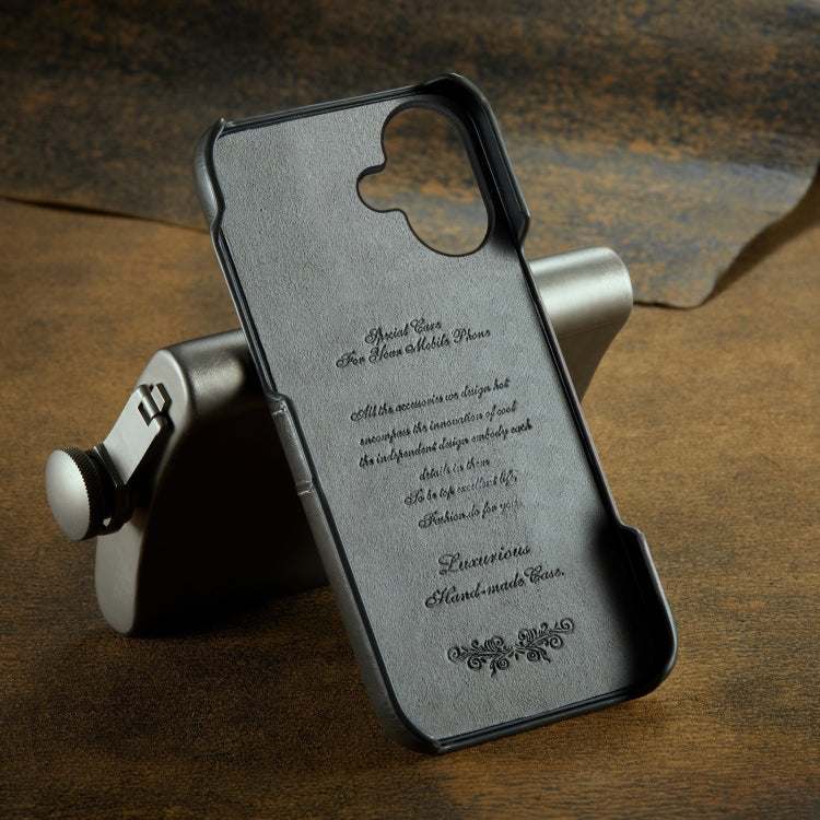 For iPhone 16 Plus Fierre Shann Retro Oil Wax Texture Card Slots PU Leather Phone Case(Grey) - free shipping - PMC Jewellery - Order now!