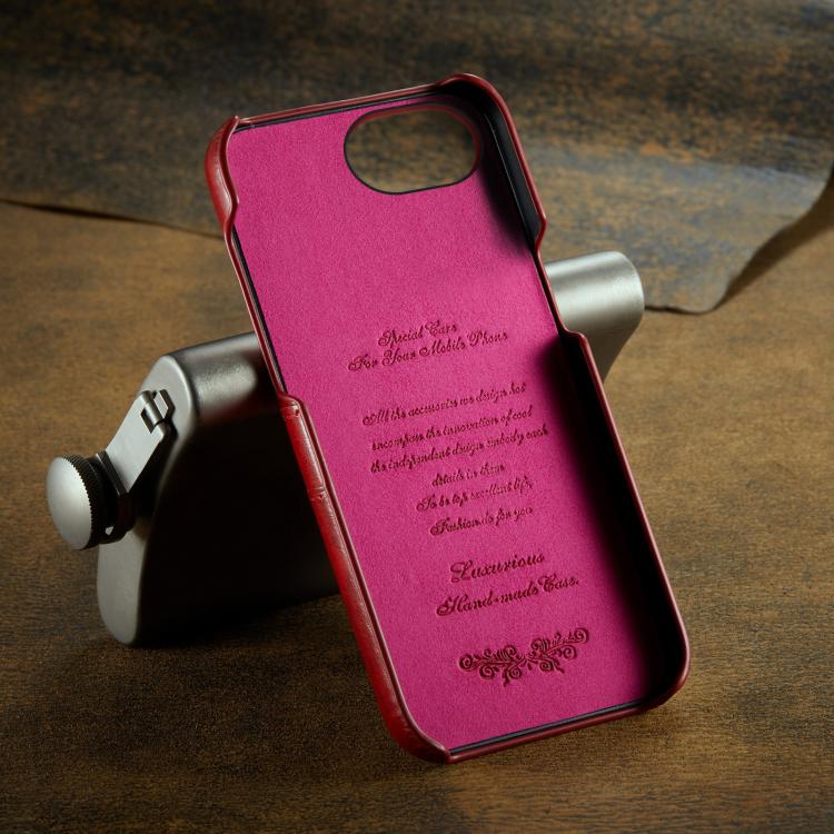 For iPhone 16e Fierre Shann Retro Oil Wax Texture Card Slots PU Leather Phone Case(Red) - free shipping - PMc TechLife - Order now!