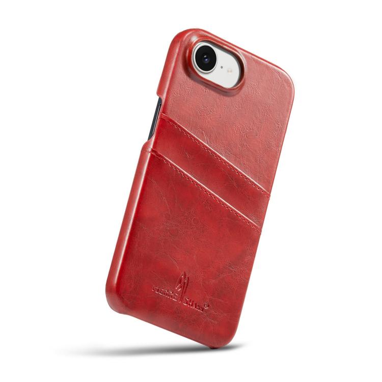 For iPhone 16e Fierre Shann Retro Oil Wax Texture Card Slots PU Leather Phone Case(Red) - free shipping - PMc TechLife - Order now!