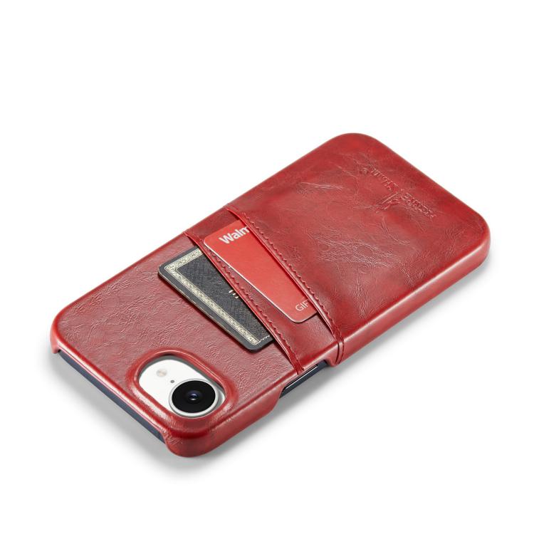 For iPhone 16e Fierre Shann Retro Oil Wax Texture Card Slots PU Leather Phone Case(Red) - free shipping - PMc TechLife - Order now!