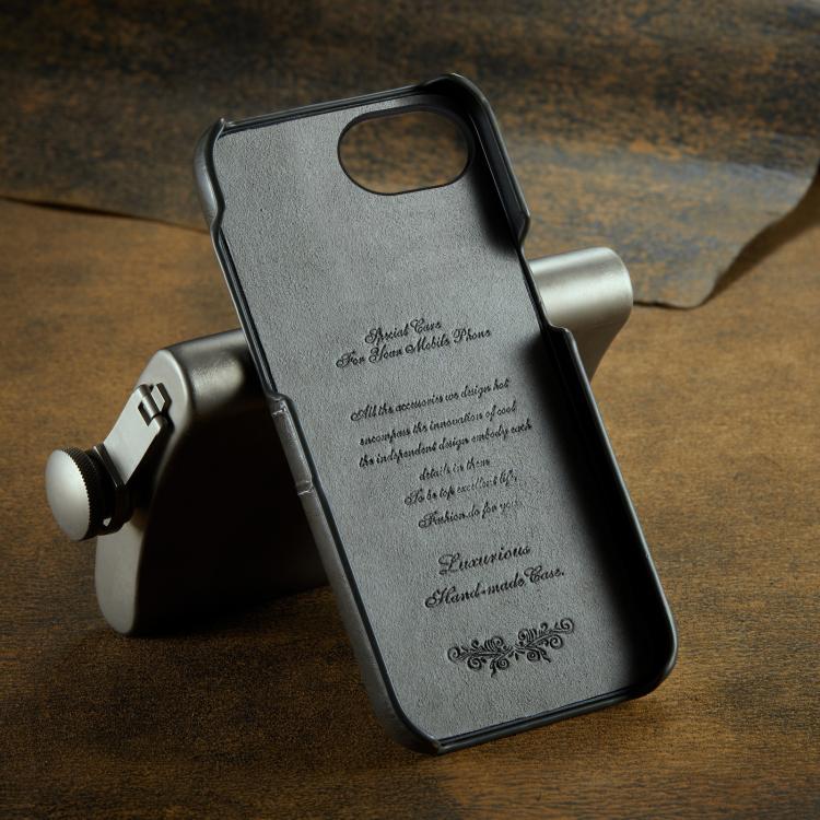 For iPhone 16e Fierre Shann Retro Oil Wax Texture Card Slots PU Leather Phone Case(Grey) - free shipping - PMc TechLife - Order now!