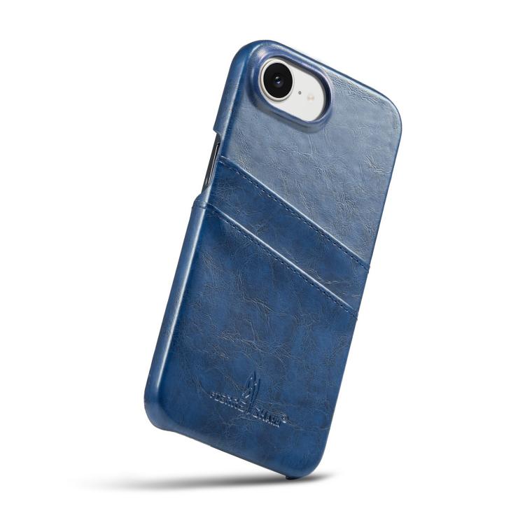 For iPhone 16e Fierre Shann Retro Oil Wax Texture Card Slots PU Leather Phone Case(Blue) - free shipping - PMc TechLife - Order now!