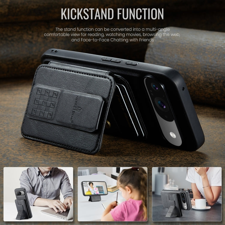 For Google Pixel 9 / 9 Pro Fierre Shann Cowhide Horizontal Flip Magnetic Card Holder Phone Case(Black) - free shipping - PMC TechLife - Order now!