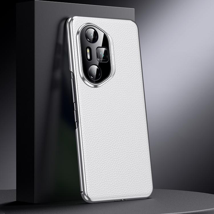 For Honor 300 Ultra Genuine Leather PC Phone Case(White) - Honor Cases by PMC TechLife | Online Shopping South Africa | PMC TechLife | Buy Now Pay Later Mobicred