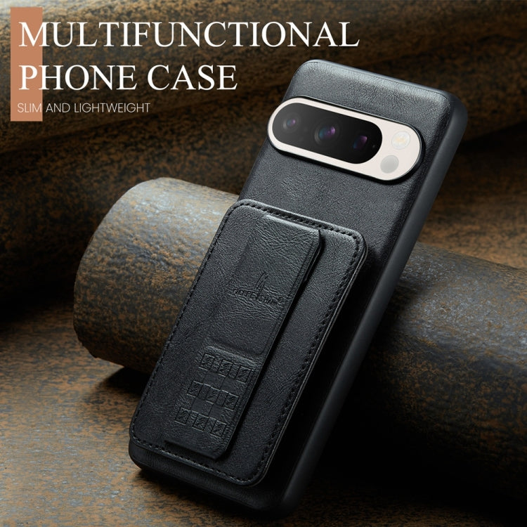 For Google Pixel 9 / 9 Pro Fierre Shann Oil Wax Cow Leather Card Holder Back Phone Case(Black) - free shipping - PMC TechLife - Order now!