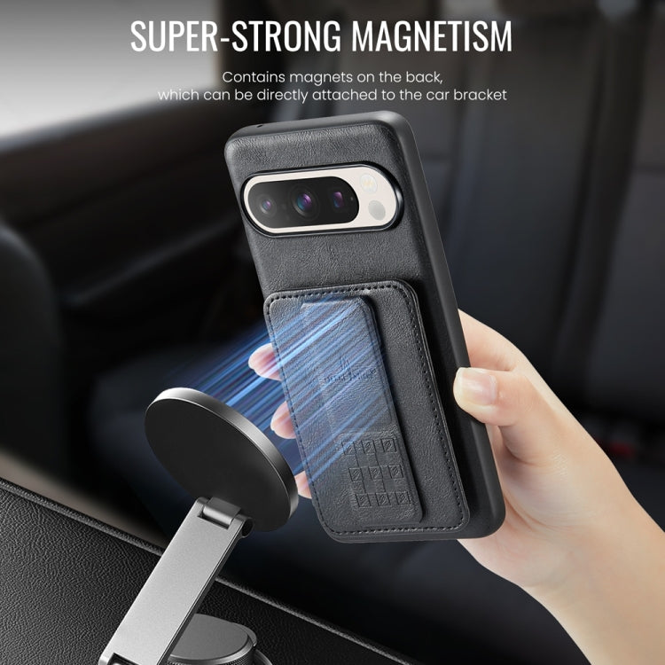 For Google Pixel 9 / 9 Pro Fierre Shann Oil Wax Cow Leather Card Holder Back Phone Case(Black) - free shipping - PMC TechLife - Order now!