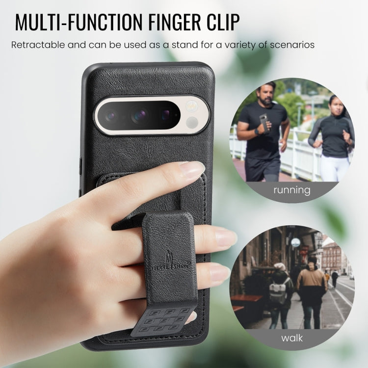 For Google Pixel 9 / 9 Pro Fierre Shann Oil Wax Cow Leather Card Holder Back Phone Case(Black) - free shipping - PMC TechLife - Order now!