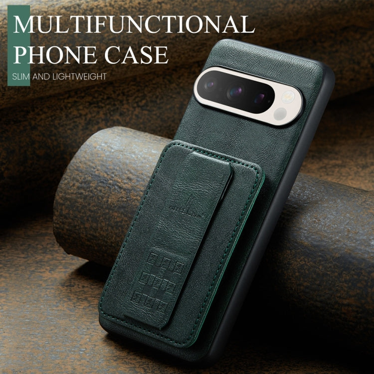 For Google Pixel 9 / 9 Pro Fierre Shann Oil Wax Cow Leather Card Holder Back Phone Case(Green) - free shipping - PMC TechLife - Order now!