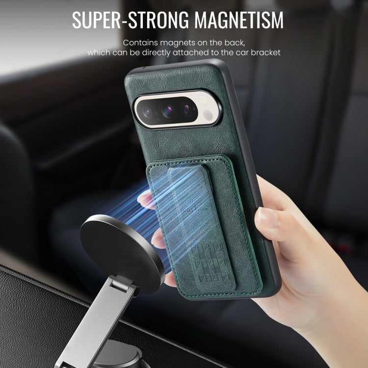 For Google Pixel 9 / 9 Pro Fierre Shann Oil Wax Cow Leather Card Holder Back Phone Case(Green) - free shipping - PMC TechLife - Order now!
