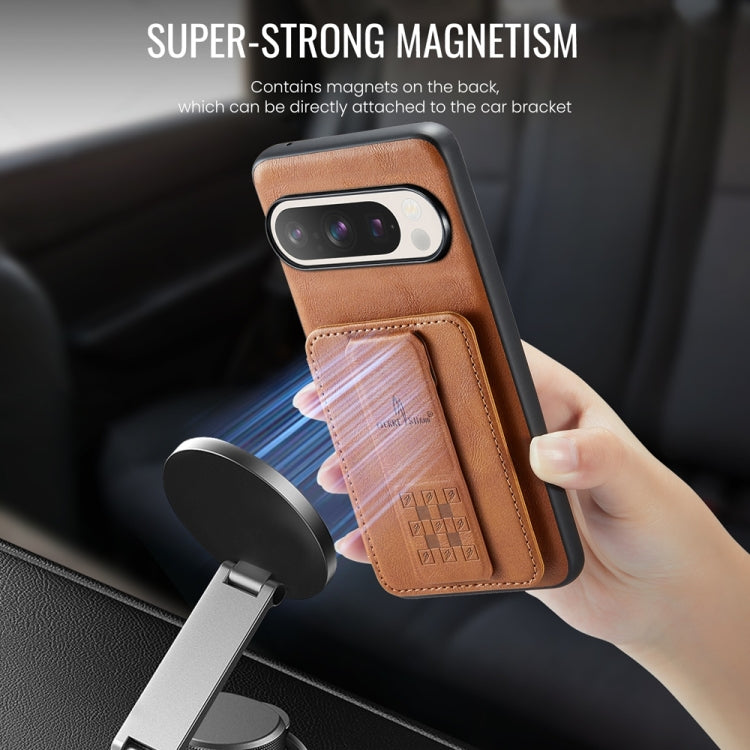 For Google Pixel 9 / 9 Pro Fierre Shann Oil Wax Cow Leather Card Holder Back Phone Case(Brown) - Google Cases by FIERRE SHANN | Online Shopping South Africa | PMC TechLife | Buy Now Pay Later Mobicred