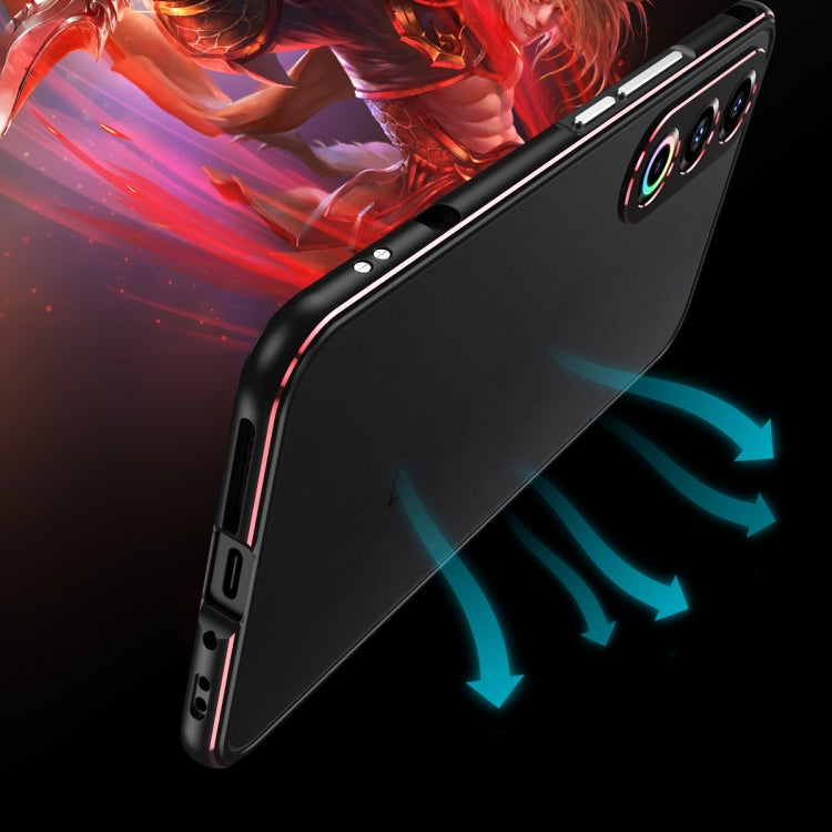 For Meizu 21 Aurora Series Lens Protector + Metal Frame Phone Case(Black Red) - Meizu by PMC TechLife | Online Shopping South Africa | PMC TechLife | Buy Now Pay Later Mobicred