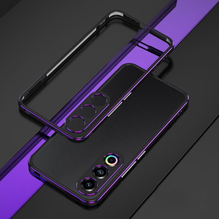 For Meizu 21 Aurora Series Lens Protector + Metal Frame Phone Case(Black Purple) - Meizu by PMC TechLife | Online Shopping South Africa | PMC TechLife | Buy Now Pay Later Mobicred