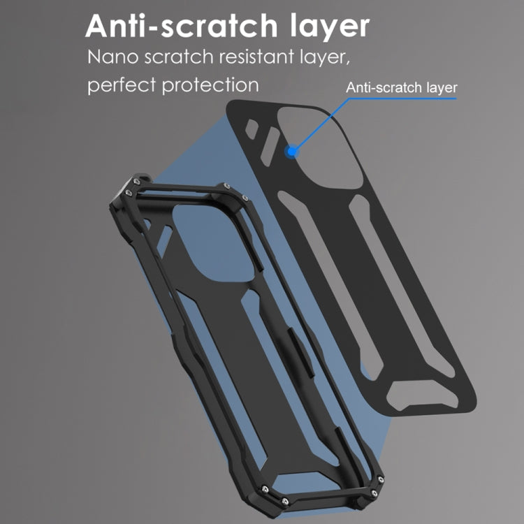 For iPhone 16 Pro R-JUST RJ-17 Shockproof Armor Hollow Metal Phone Case(Black) - free shipping - PMC Jewellery - Order now!