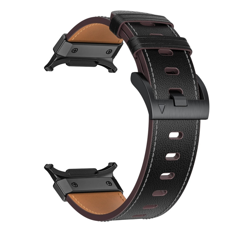 For Samsung Galaxy Watch Ultra 47mm Mecha Style Leather Watch Band(Black Napa) - Watch Bands by PMC TechLife | Online Shopping South Africa | PMC TechLife | Buy Now Pay Later Mobicred