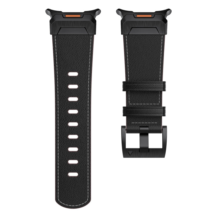 For Samsung Galaxy Watch Ultra 47mm Mecha Style Leather Watch Band(Black Napa) - Watch Bands by PMC TechLife | Online Shopping South Africa | PMC TechLife | Buy Now Pay Later Mobicred