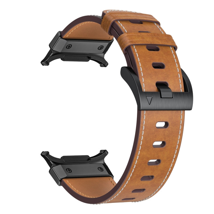 For Samsung Galaxy Watch Ultra 47mm Mecha Style Leather Watch Band(Dark Brown) - Watch Bands by PMC TechLife | Online Shopping South Africa | PMC TechLife | Buy Now Pay Later Mobicred