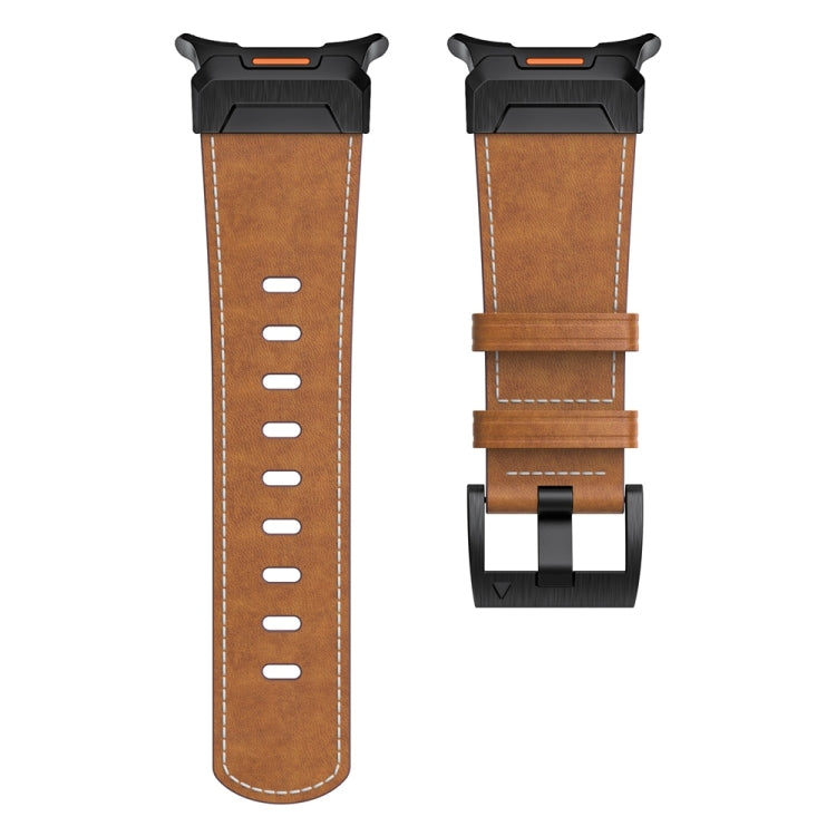For Samsung Galaxy Watch Ultra 47mm Mecha Style Leather Watch Band(Dark Brown) - Watch Bands by PMC TechLife | Online Shopping South Africa | PMC TechLife | Buy Now Pay Later Mobicred