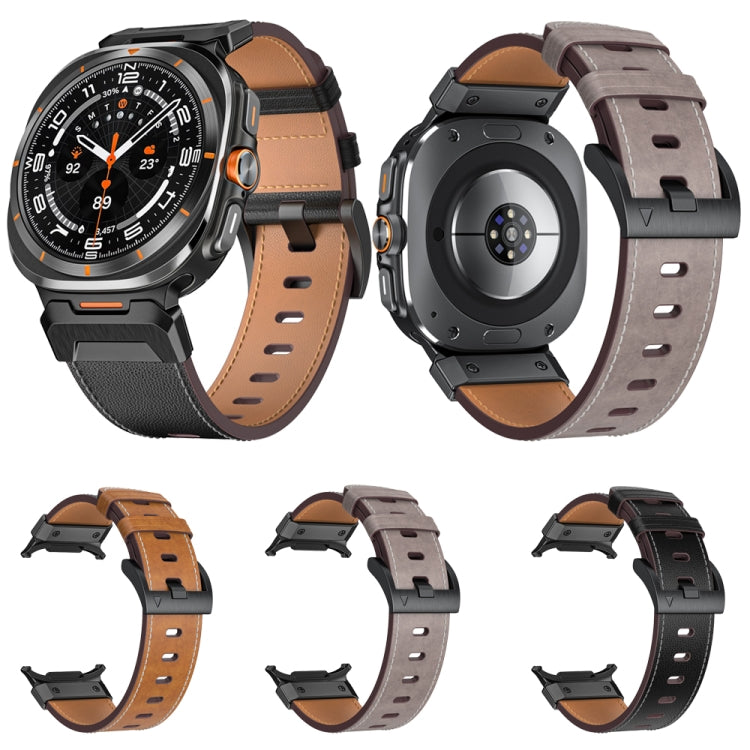 For Samsung Galaxy Watch Ultra 47mm Mecha Style Leather Watch Band(Dark Brown) - Watch Bands by PMC TechLife | Online Shopping South Africa | PMC TechLife | Buy Now Pay Later Mobicred