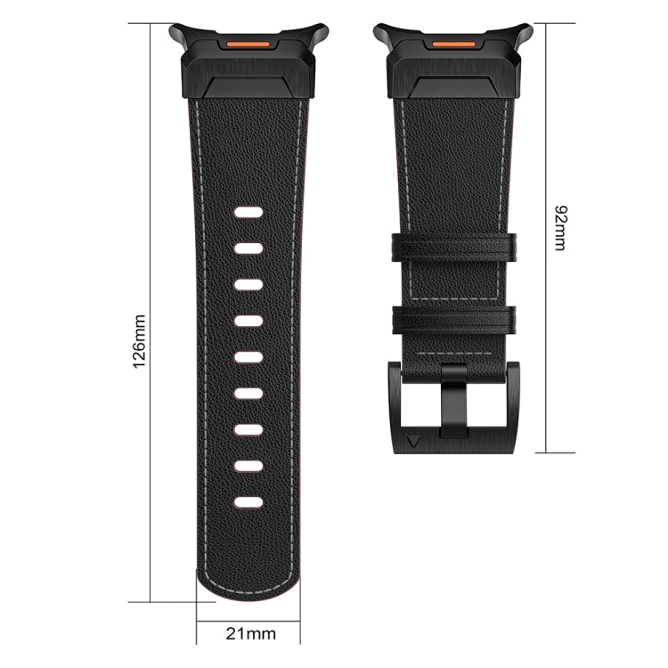 For Samsung Galaxy Watch Ultra 47mm Mecha Style Leather Watch Band(Dark Brown) - Watch Bands by PMC TechLife | Online Shopping South Africa | PMC TechLife | Buy Now Pay Later Mobicred