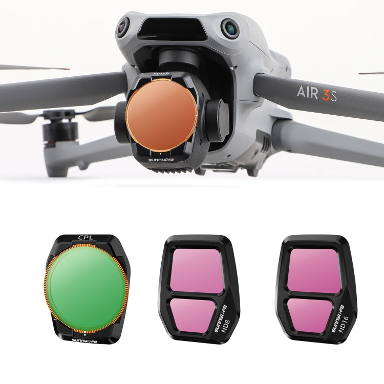 For DJI Air 3S Sunnylife Camera Lens Filter, Filter:3 in 1 CPL ND8 ND16 - free shipping - PMC TechLife - Order now!