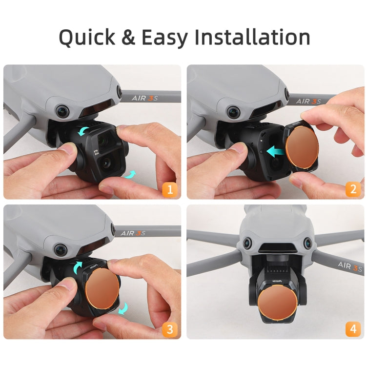 For DJI Air 3S Sunnylife Camera Lens Filter, Filter:4 in 1 ND8-64 - free shipping - PMC TechLife - Order now!