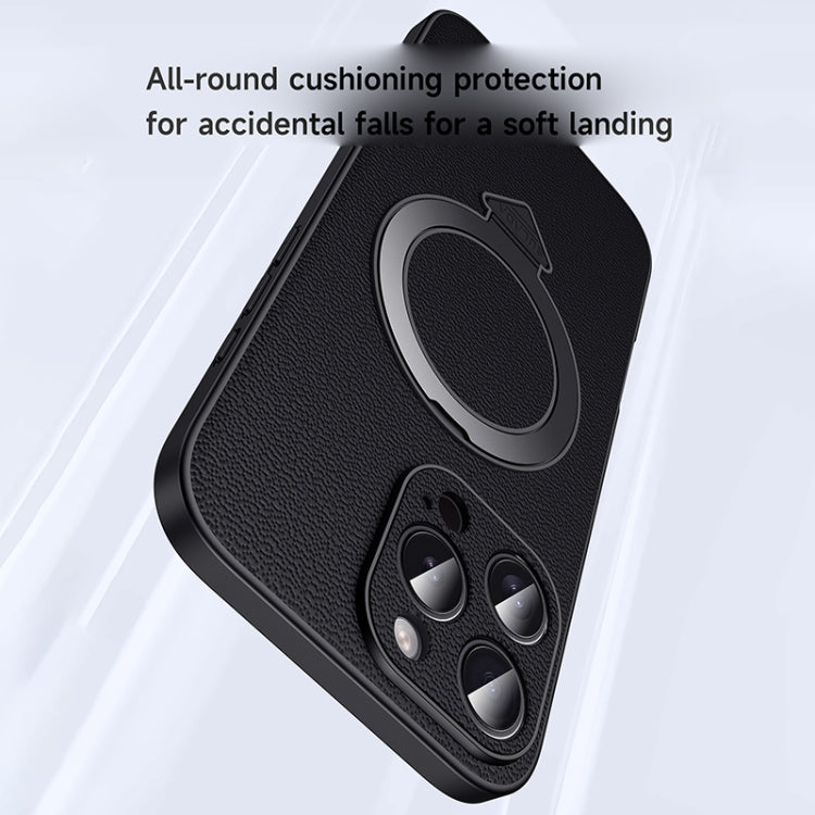 For iPhone 16 Pro SULADA Top Grain Leather MagSafe Magnetic Holder Phone Case(Black) - free shipping - PMC Jewellery - Order now!